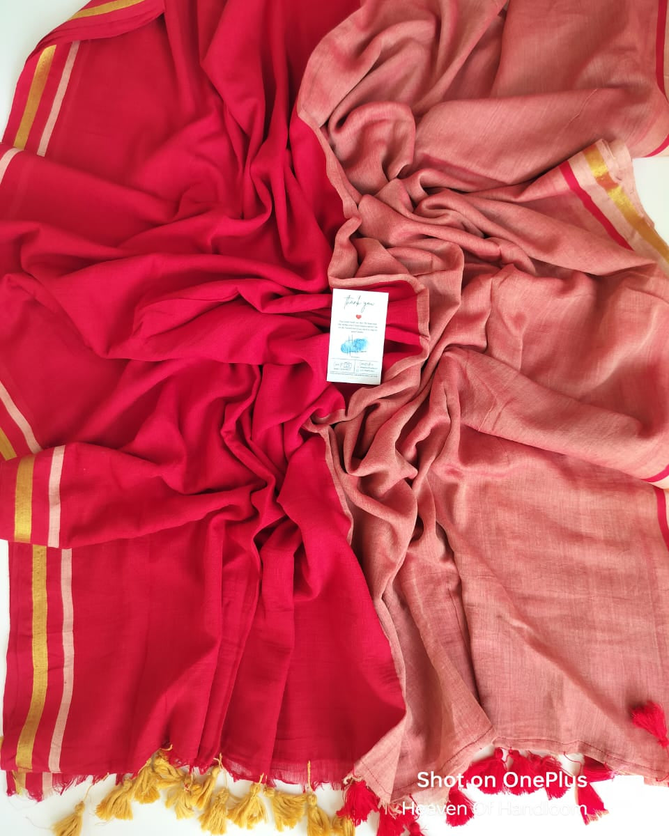Festive Saree - Half and Half Red