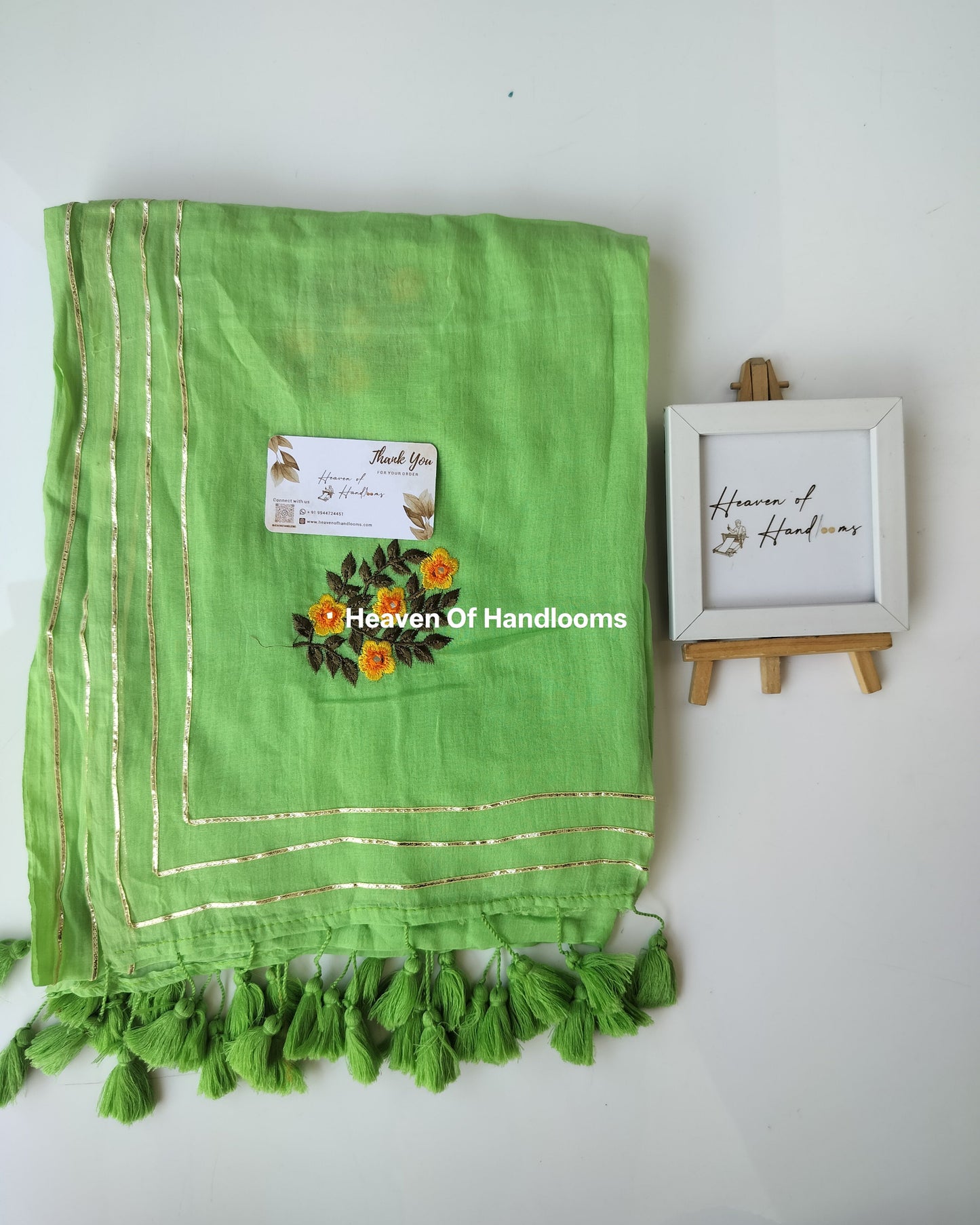 Festive Saree - Pista Green Flower
