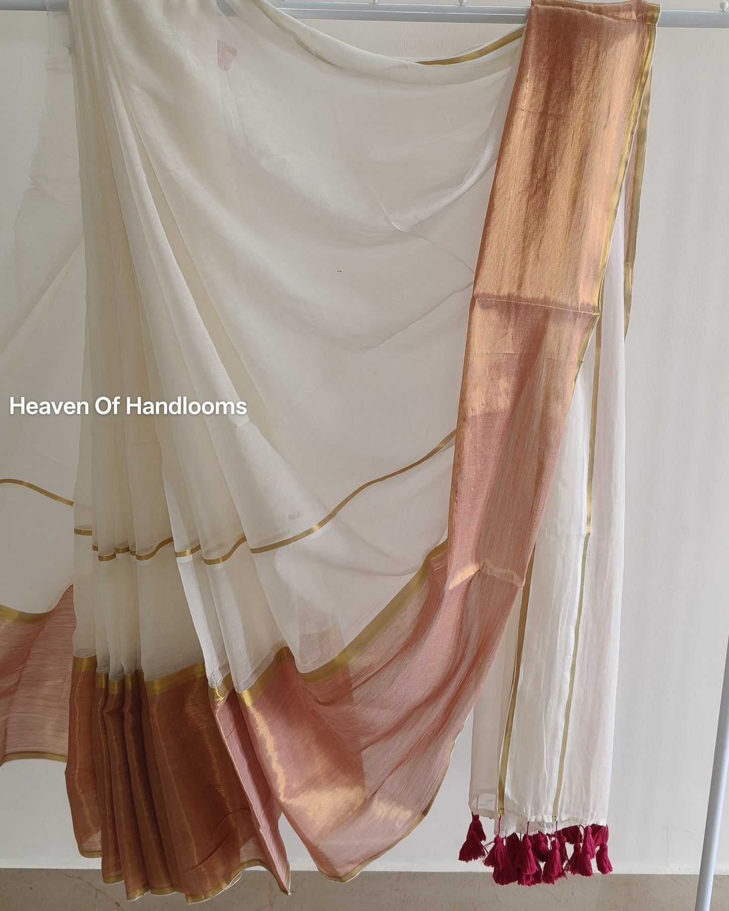 Onam-Vishu Saree - Pink Big Border