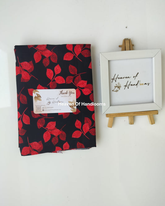 Blouse Material - Black & Red Floral
