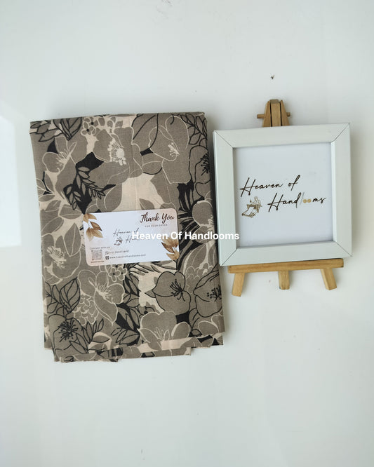 Blouse Material - Khaki Florals