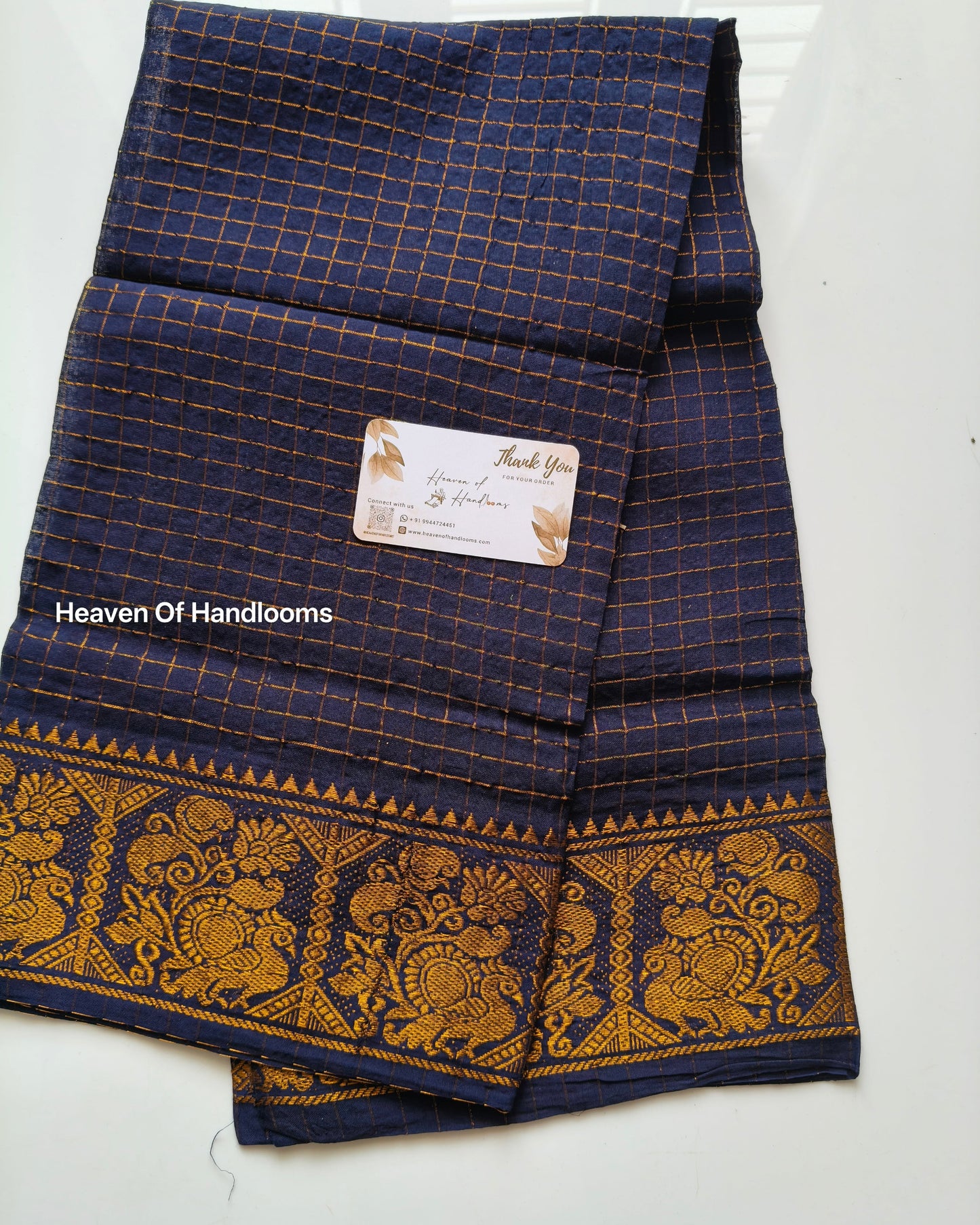 Blouse Material -Navy Mayil