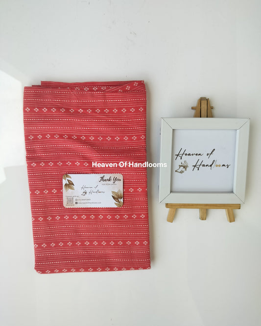 Blouse Material - Peach with white weaving