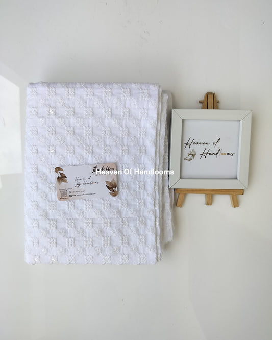 Blouse Material - White Aqaba