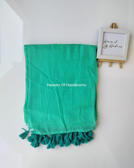 Plain Mul Saree - Sea Green