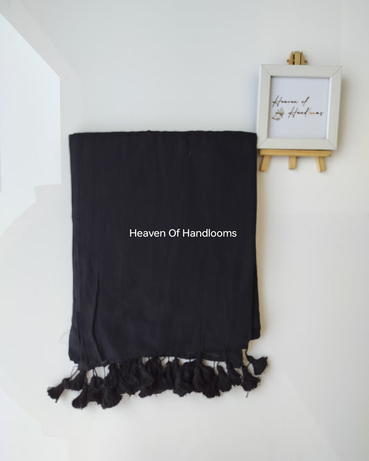 Plain Mul Saree - Black