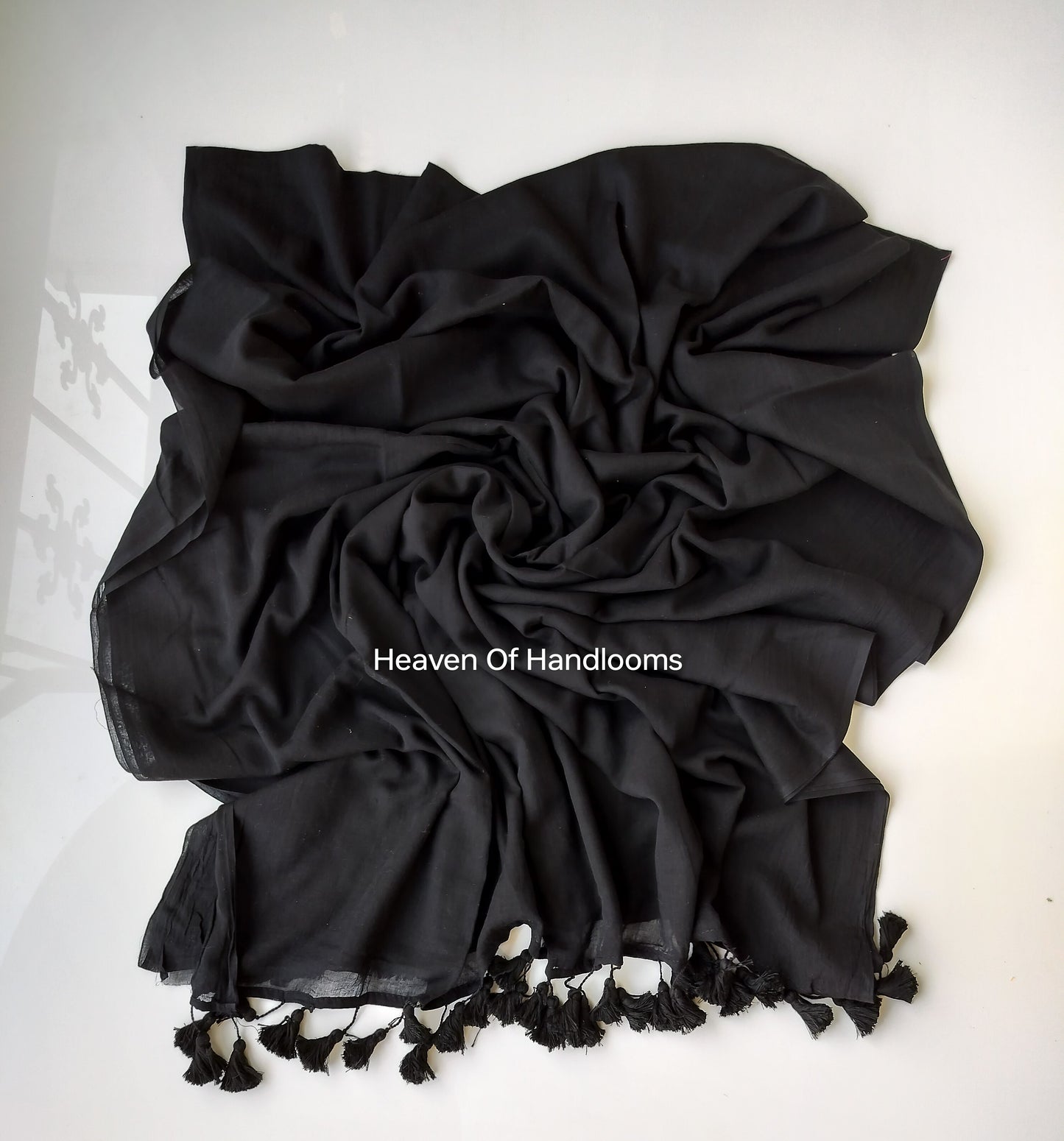Plain Mul Saree - Black