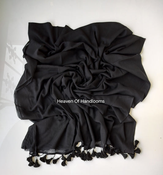 Plain Mul Saree - Black