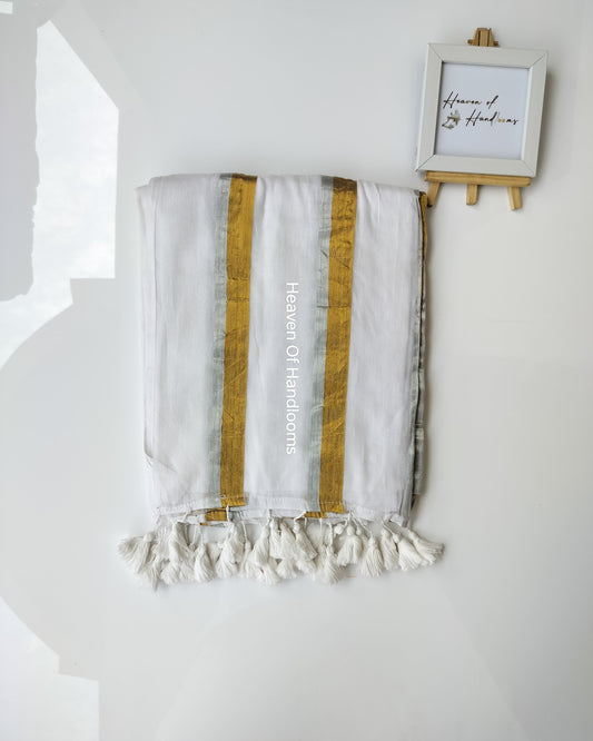 Onam-Vishu Saree - Gold and Sliver Zari