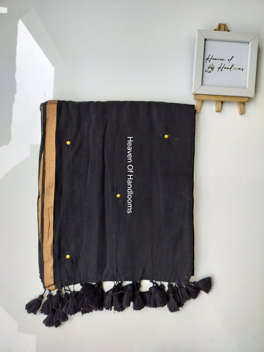 Festive Saree - Black Zari Border Gini