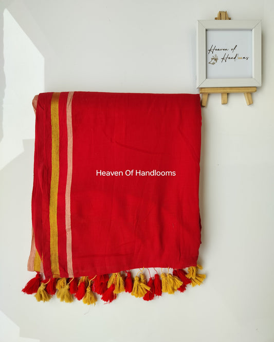Festive Saree - Half and Half Red