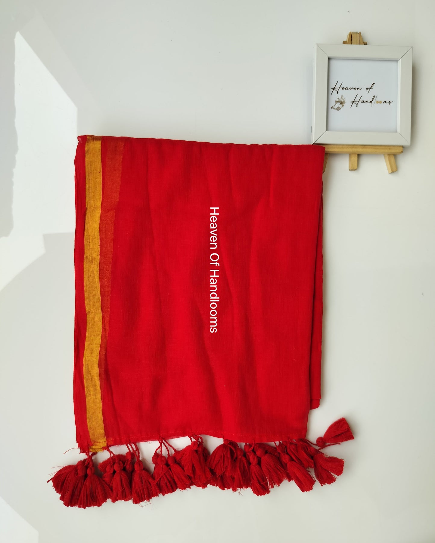 Festive Saree - Red with Golden Zari