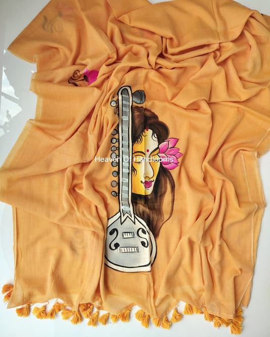 Hand Painted Saree - Veena Lady