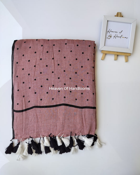 Printed Sarees  - Cinnamon Polka Dot