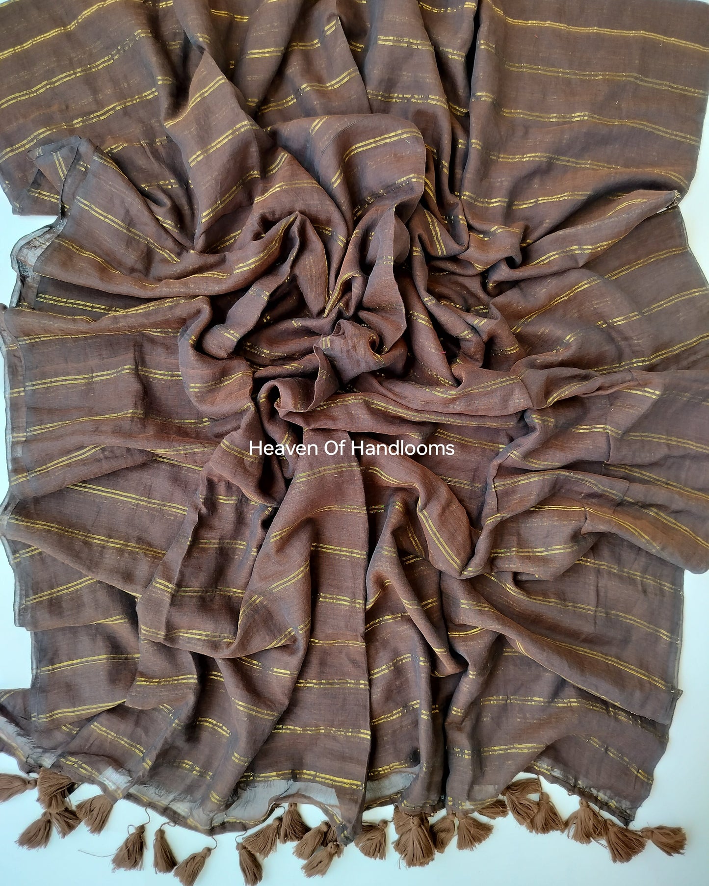 Contemporary Saree - Brown with Double Zari Lines