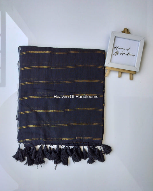 Contemporary Saree - Black with Double Zari Lines