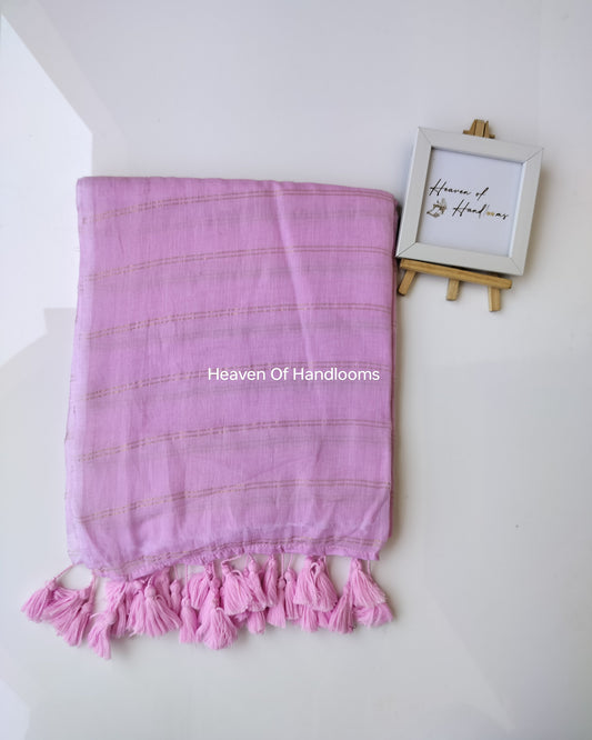 Contemporary Saree - Pastal Pink with Double Zari Lines