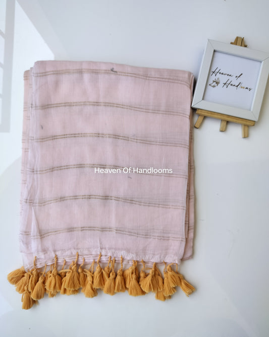 Contemporary Saree - Pale Mauve with Double Zari Lines