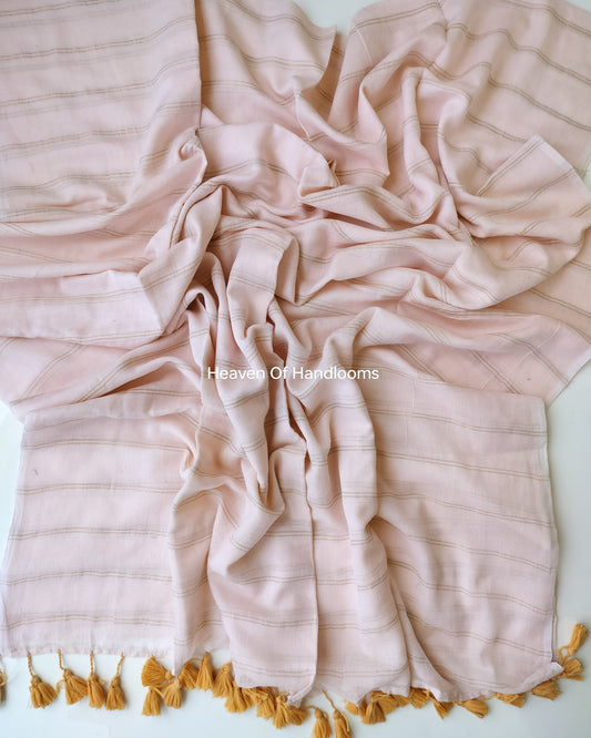 Contemporary Saree - Pale Mauve with Double Zari Lines
