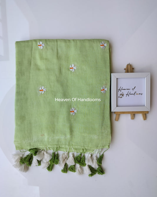 Embroidery Saree - Little Green Parijat