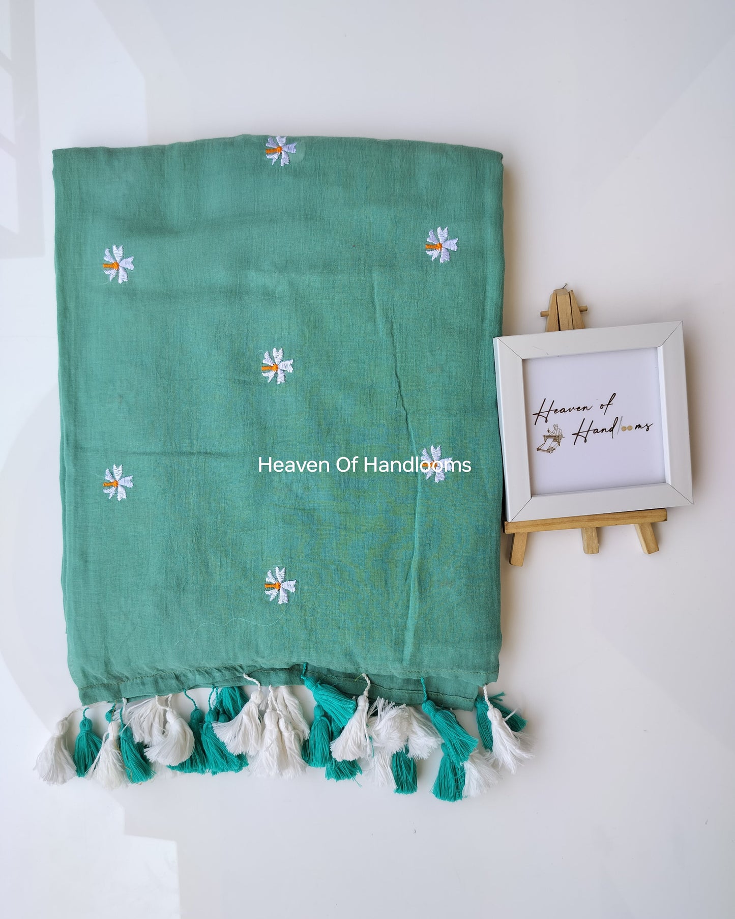 Embroidery Saree - Teal Blue Parijat