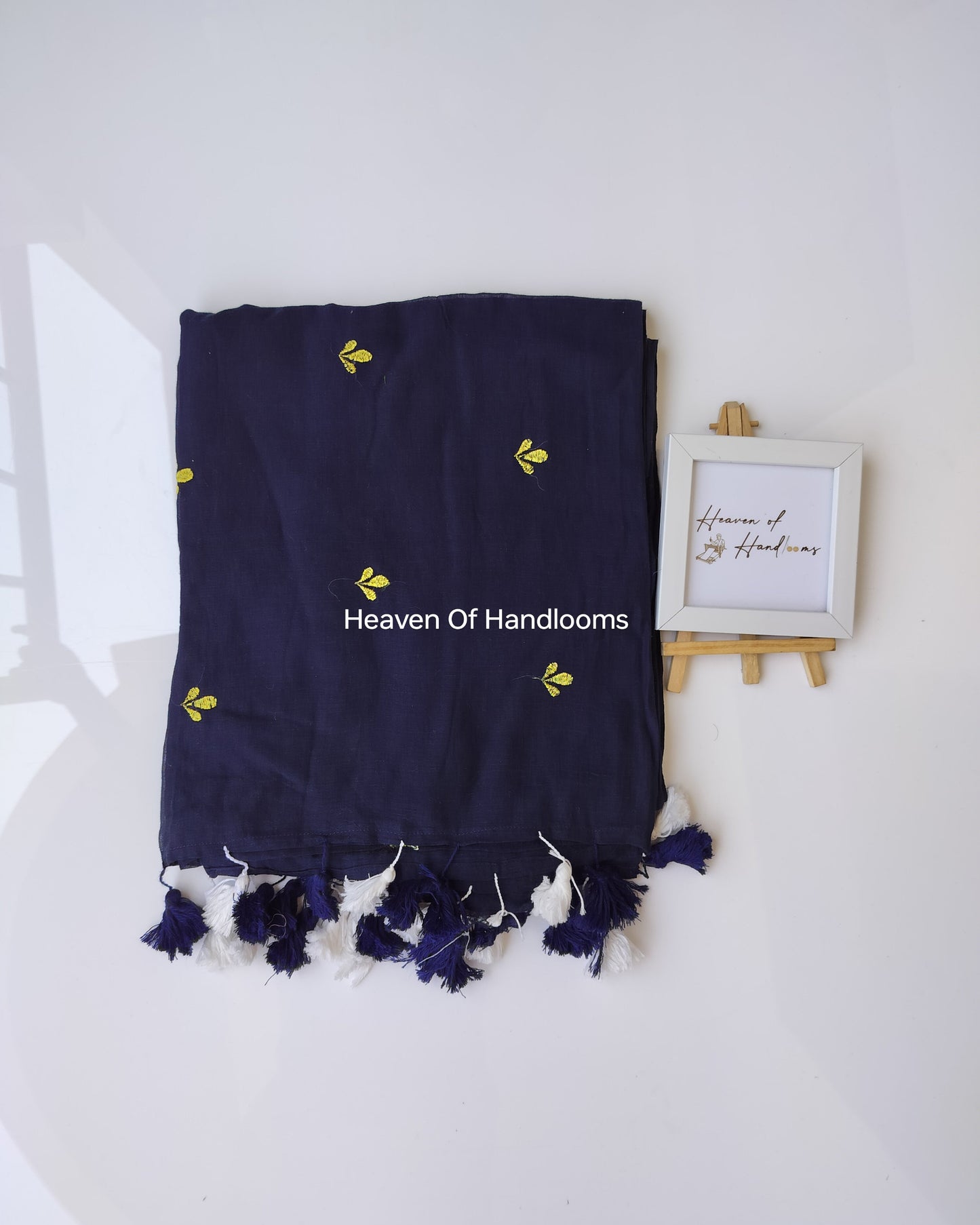 Embroidery Saree - Navy Small Floral