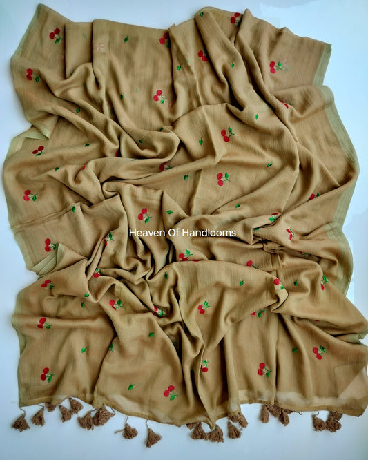 Embroidery Saree - Cherry