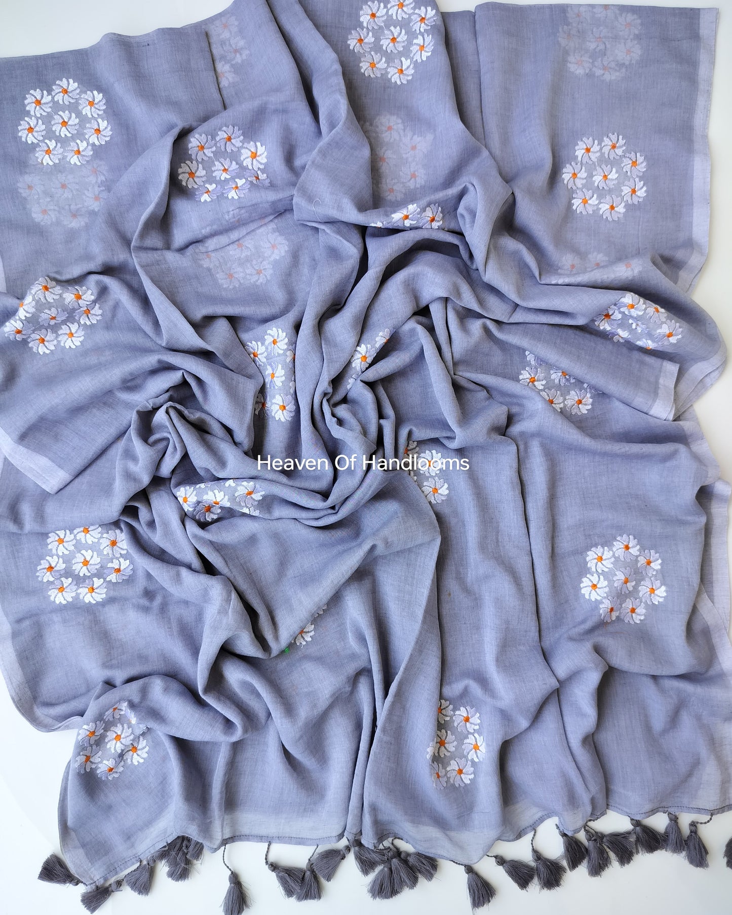 Embroidery Saree - Mustard Grey Chakra