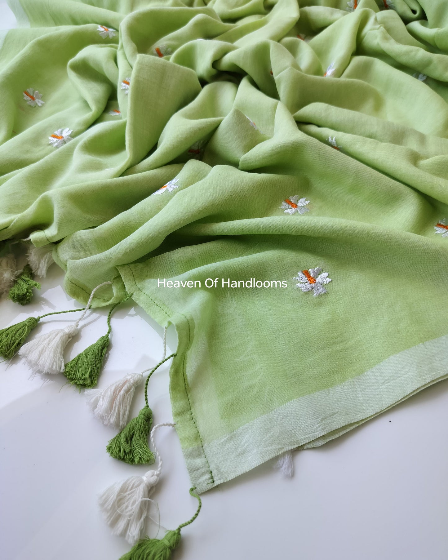 Embroidery Saree - Little Green Parijat