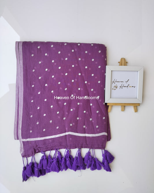 Printed Sarees  - Purple Polka Dot