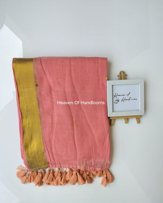 Onam-Vishu Saree - Peach Gini