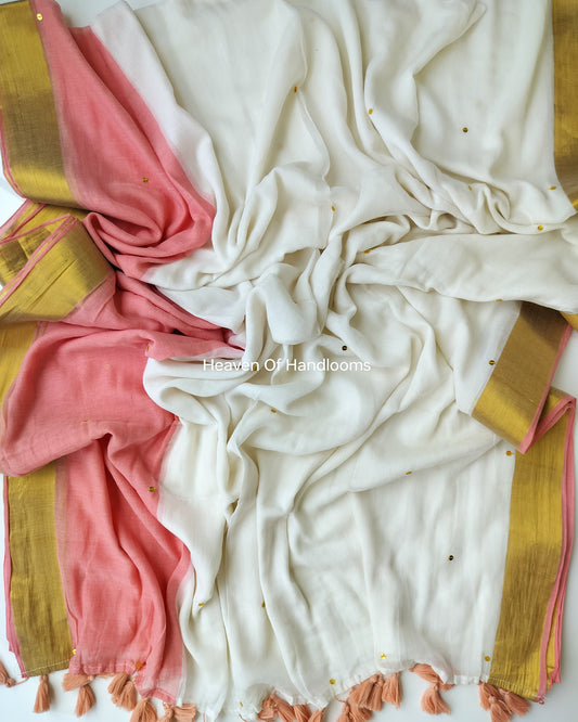 Onam-Vishu Saree - Peach Gini