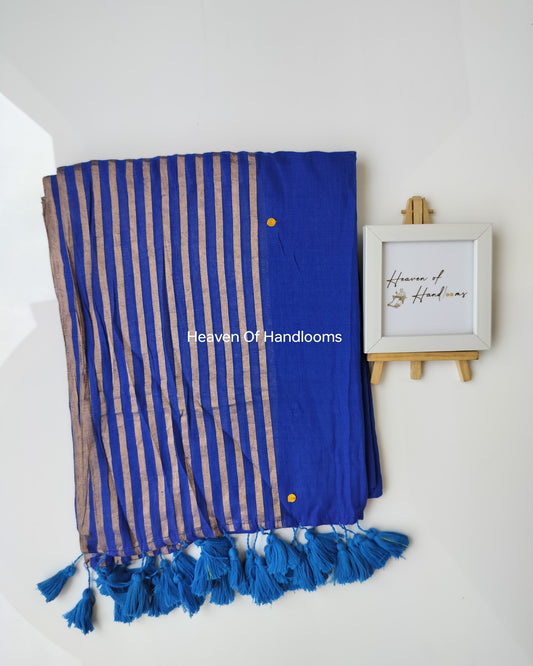 Festive Saree - Blue Gini Pop Line  Zari