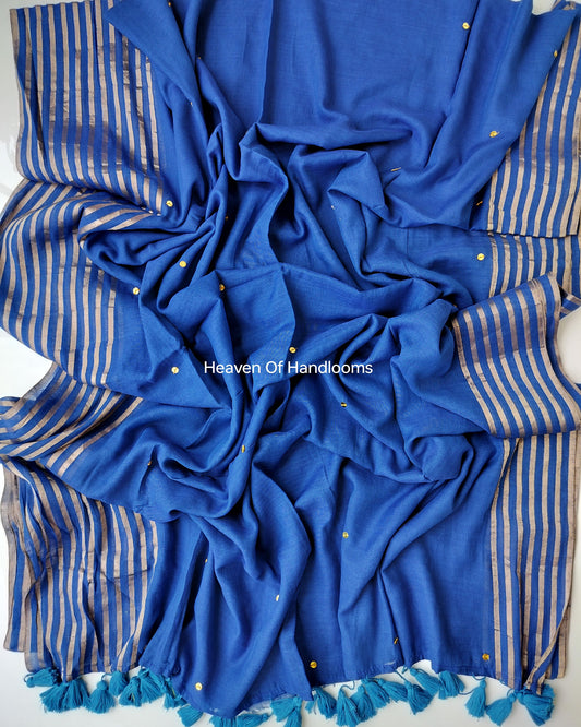 Festive Saree - Blue Gini Pop Line  Zari