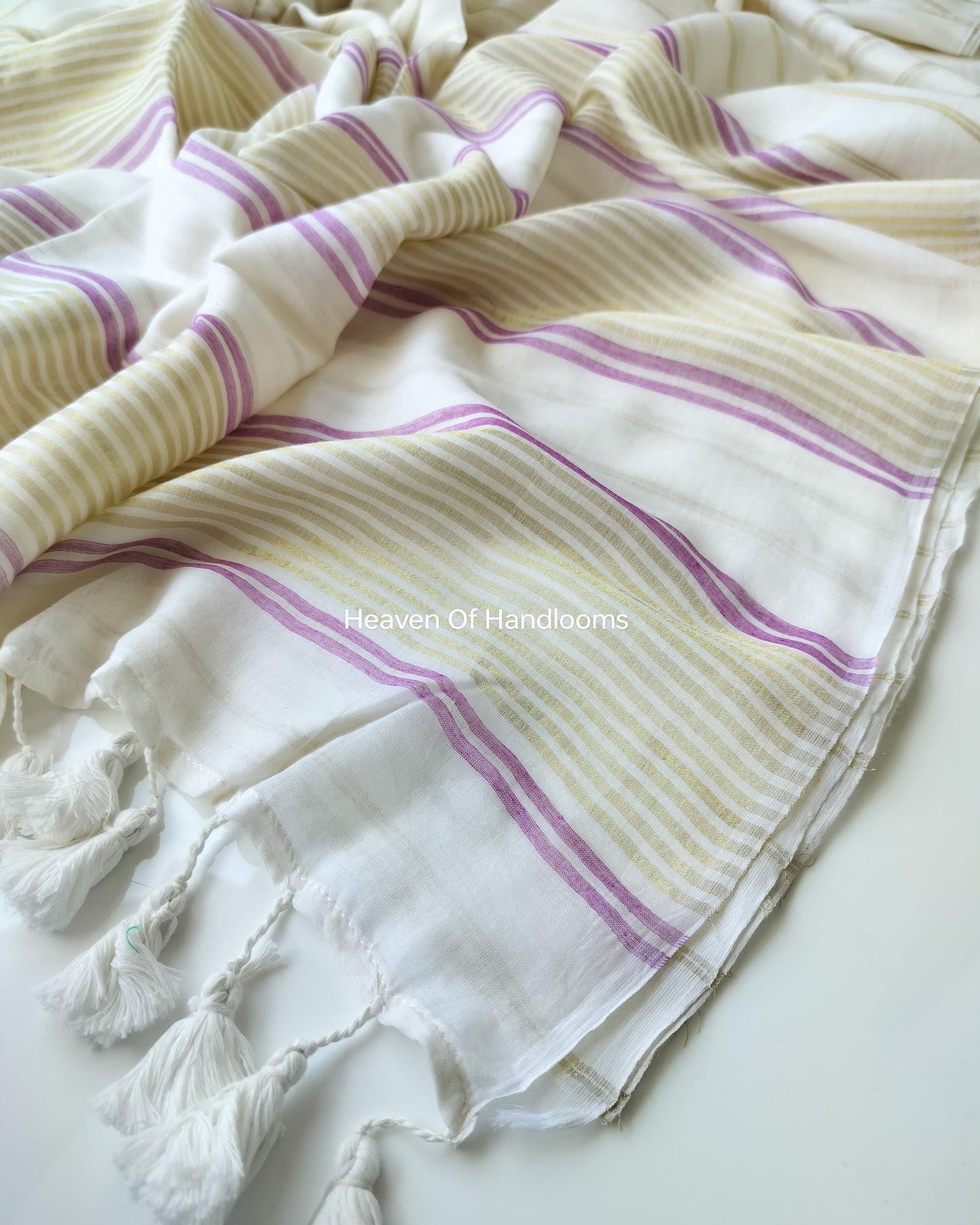 Onam-Vishu Saree - Weft Purple Stripe with Zari