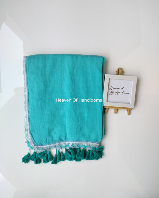 Contemporary Saree - Teal with Designer Lace