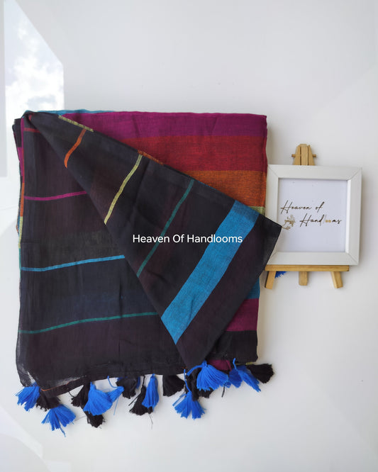 Contemporary Saree - Black Rainbow