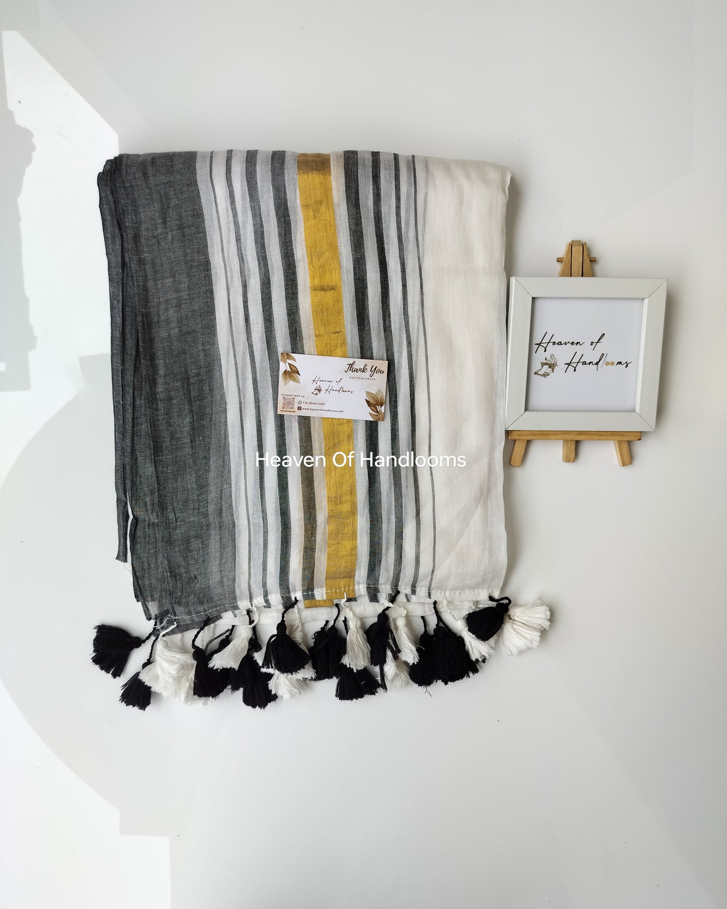 Onam-Vishu Saree - Black Stripe Border