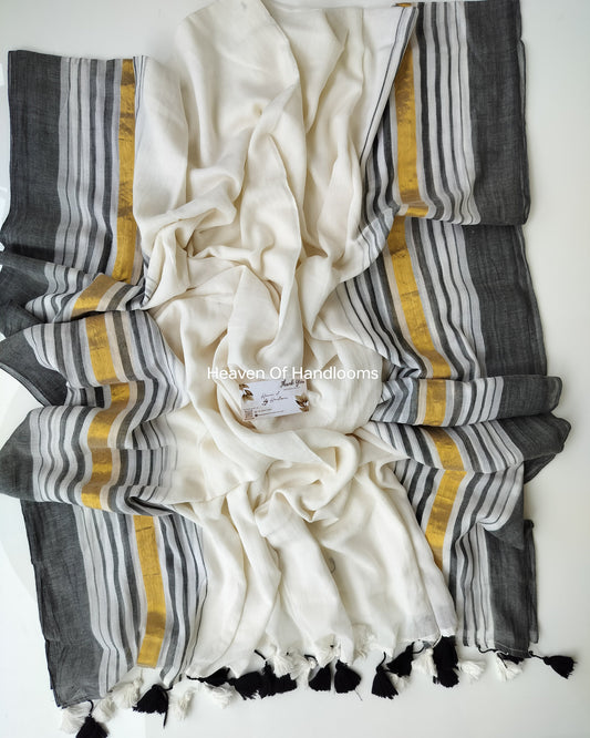 Onam-Vishu Saree - Black Stripe Border