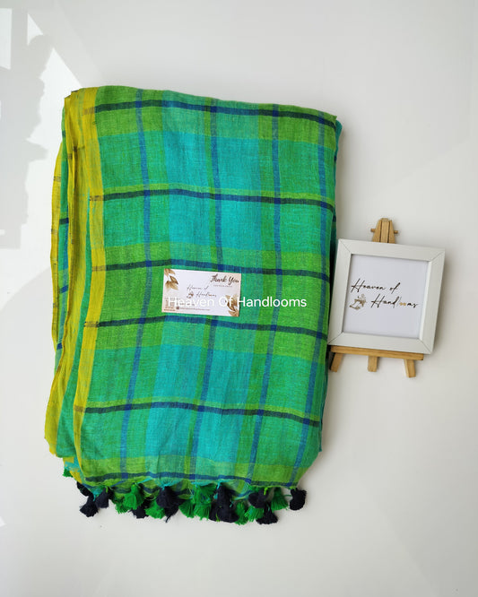 Linen by Linen - Peacock Blue  Check