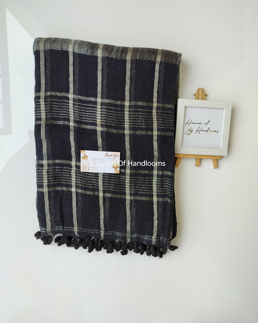 Linen by Linen - Black Grey Check