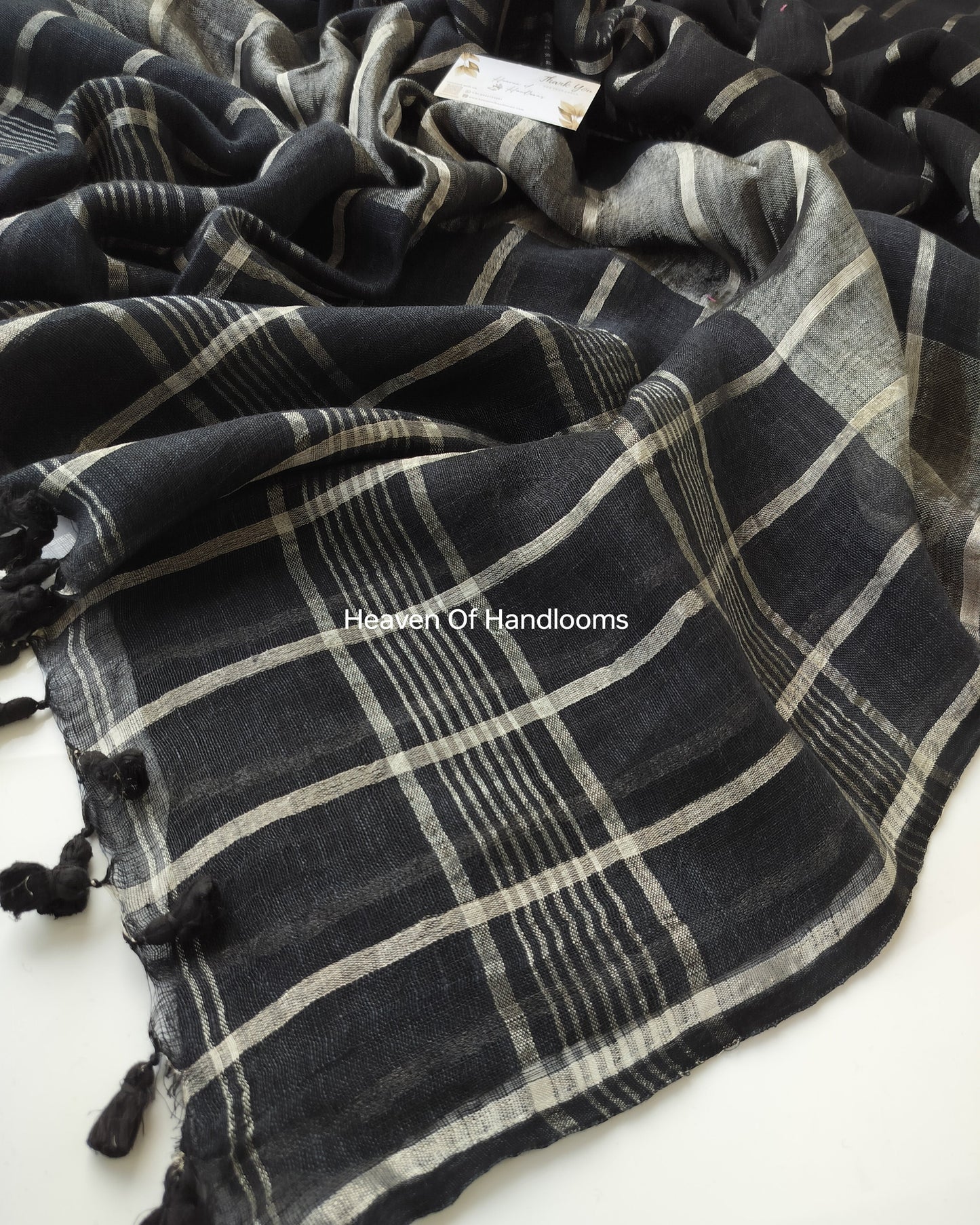 Linen by Linen - Black Grey Check