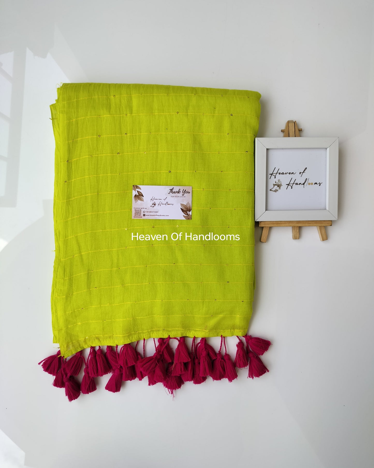 Contemporary Saree - Lime Green Jonaki