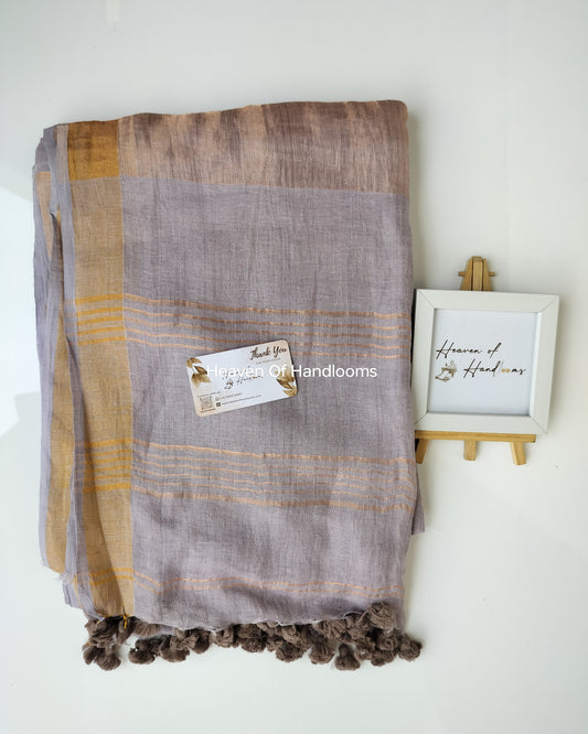 Linen by Linen - Grey Color with Copper Border