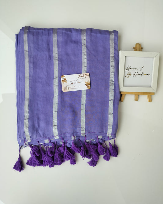 Festive Saree - Purple Sliver Zari Stripe