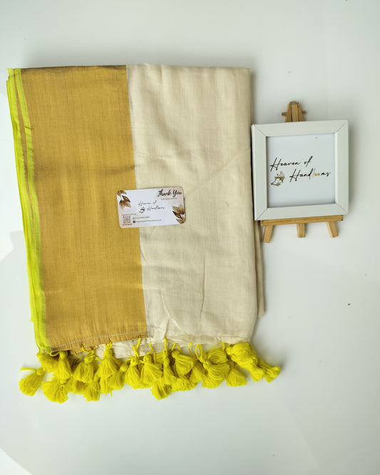 Onam-Vishu Saree - Zari Yellow Border