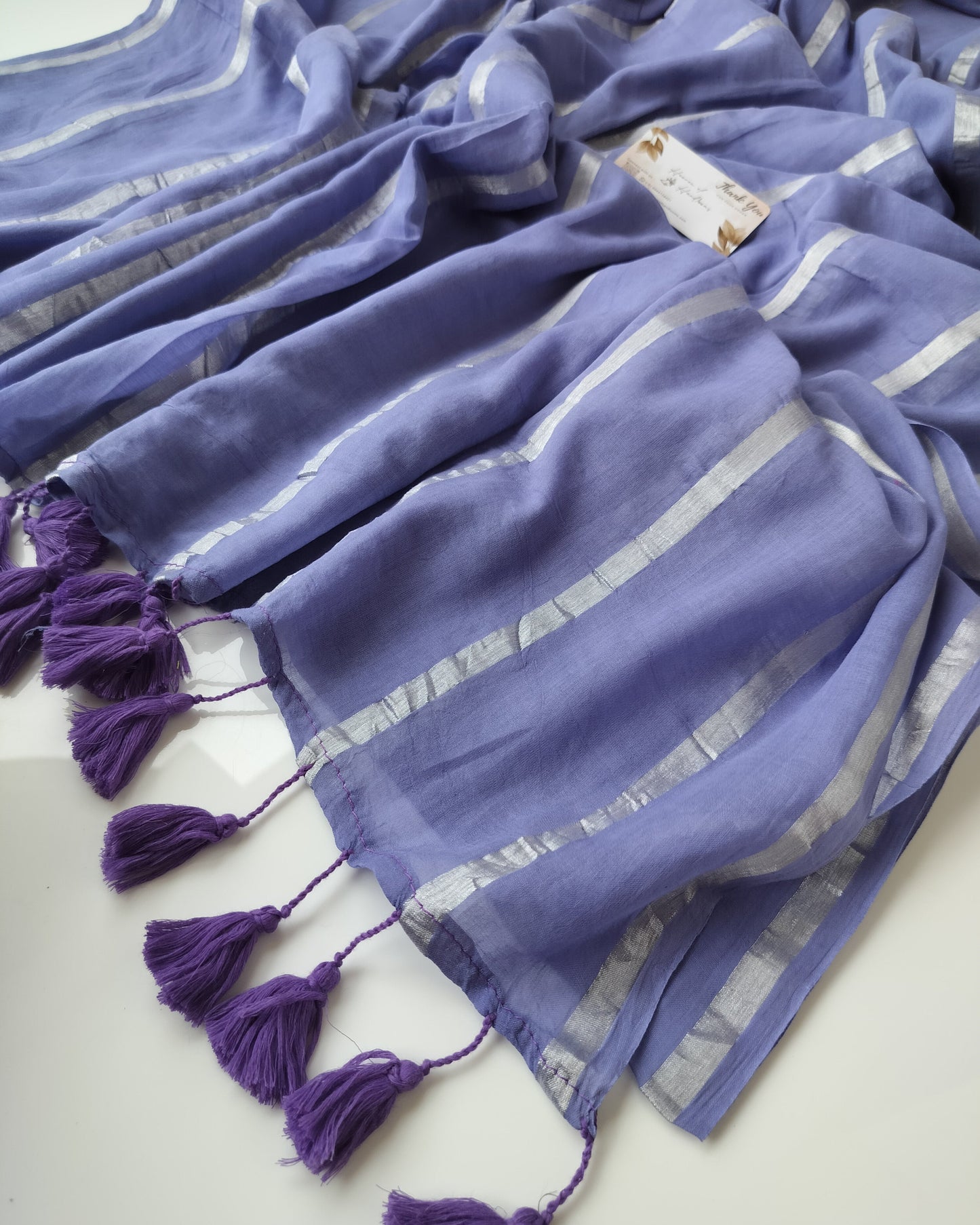 Festive Saree - Purple Sliver Zari Stripe