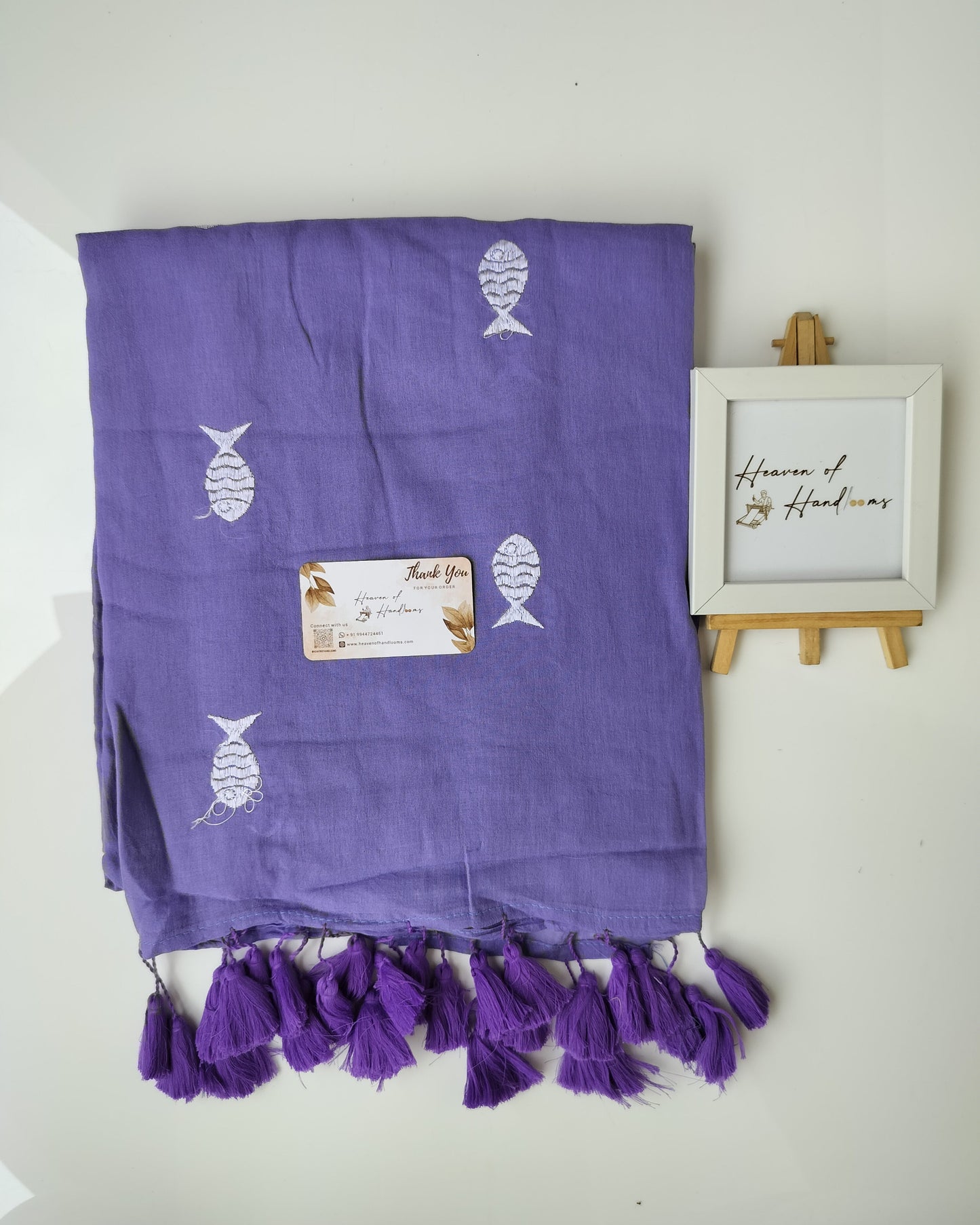 Embroidery Saree - Purple Fish