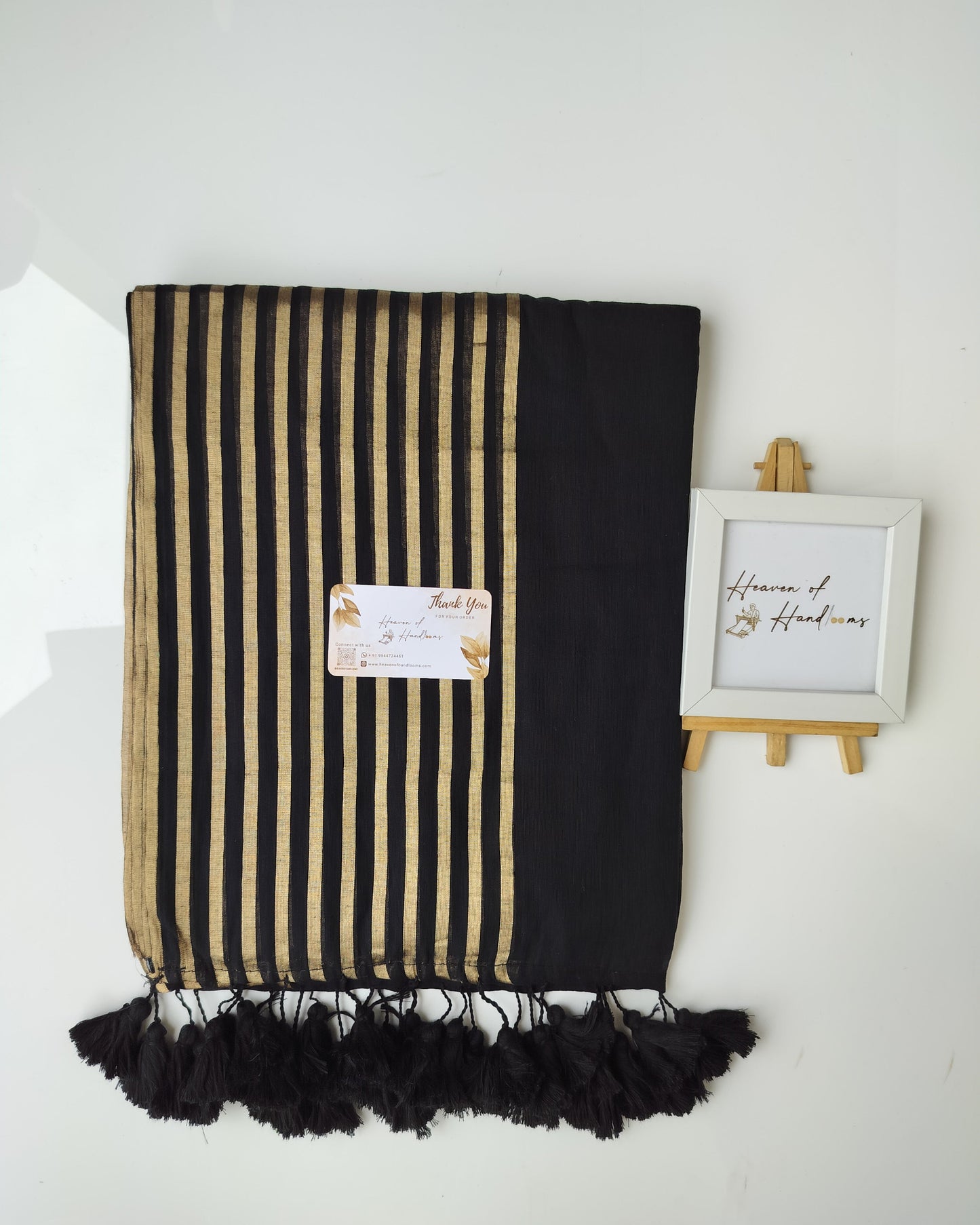 Festive Saree - Black Pop Line Zari
