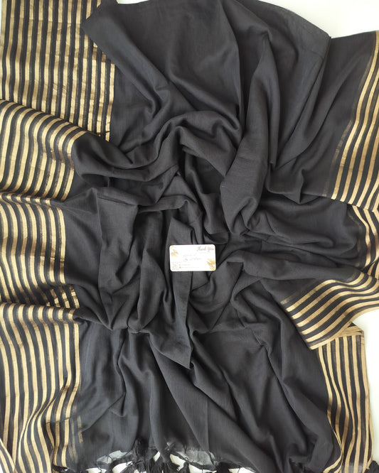 Festive Saree - Black Pop Line Zari